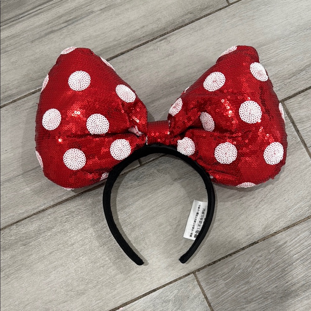 Oversized Disney Red and White Sequin Bow Headband